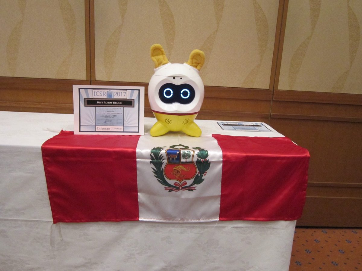 DI_PUCP's tweet photo. First place at the International Conference of Social Robotics for the third consecutive year!! Congratulations to team #Hermi!! #DIPUCP #ICSR2017 https://t.co/T1C2eTYzIe