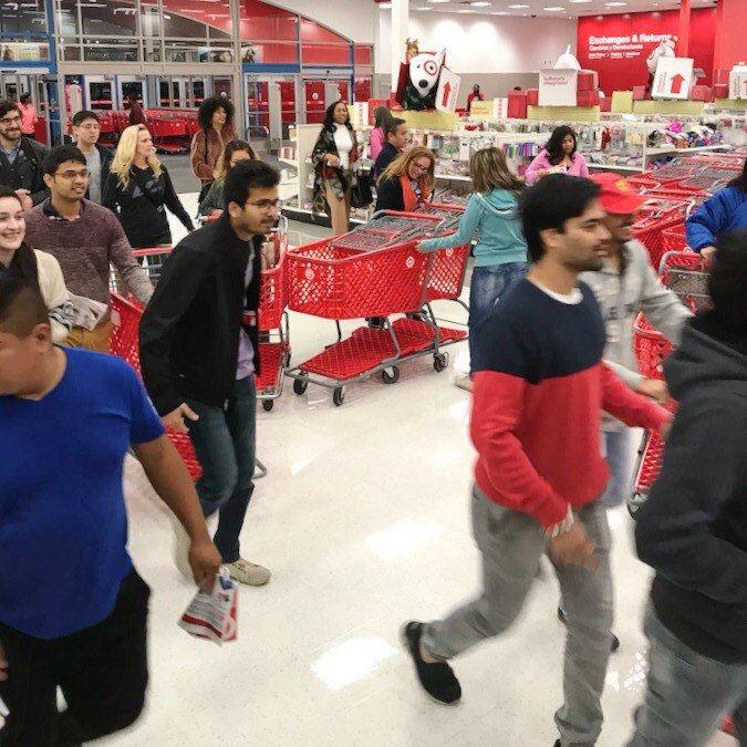 And they're off! Guests shopping one of our Dallas stores grab their carts and head for the deals. #BlackFriday