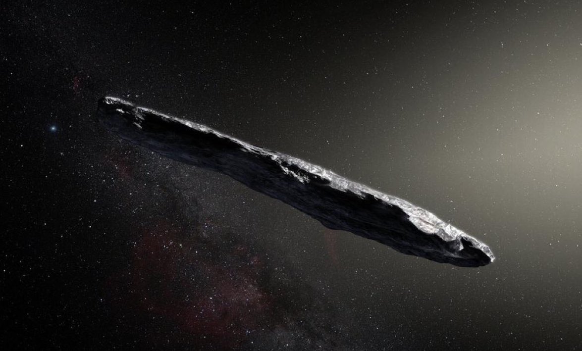 Microfox_'s tweet photo. Nuestro primer visitante interestelar es un asteroide con forma de cigarro llamado ‘Oumuamua’, https://t.co/BqnRe3f7nd