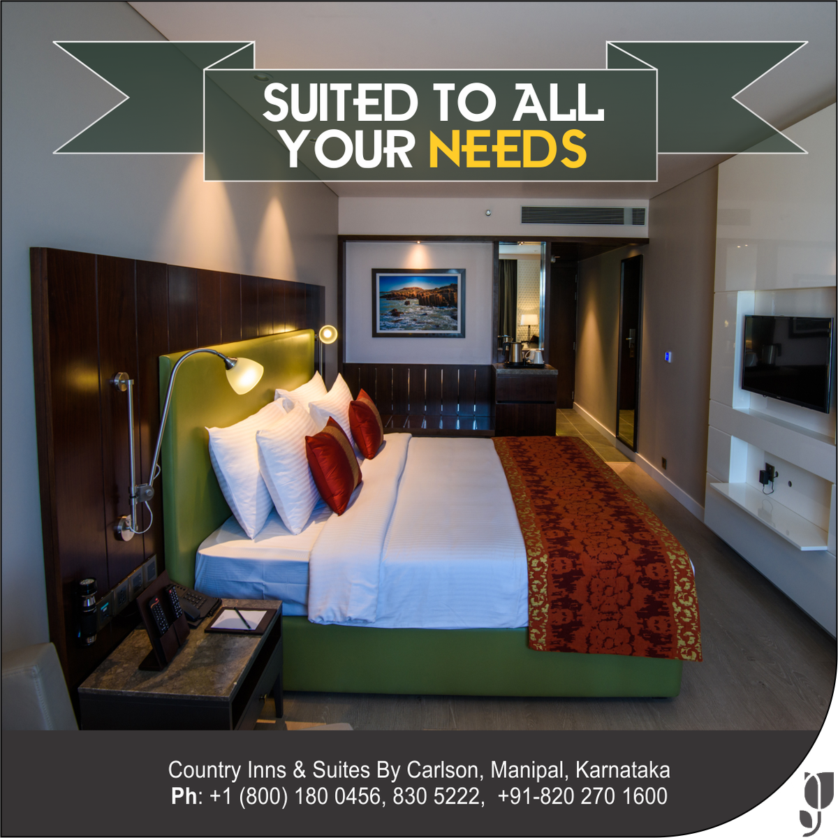 CountryinnM's tweet photo. Prepare to immerse yourself in its quirkiness,  #friendly service, #stylish #décor and pleasant #bedrooms where you and your #family can have a good #sleep because after having day #work, these #beds will let you to the Dreamlands.#CountryInnSuites #Manipal https://t.co/OcBLRnGd1z