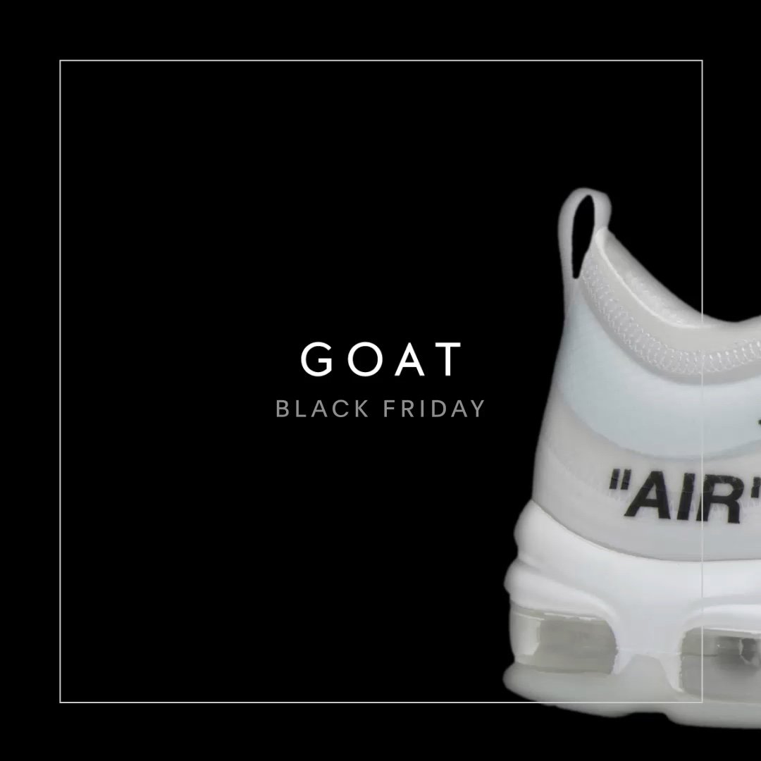 DanSchayes's tweet photo. Enter for a chance get OFF-WHITE x Air Max 97. #GOATBLACKFRIDAY https://t.co/BrFZjeJGzd https://t.co/SXS3yCyIeO