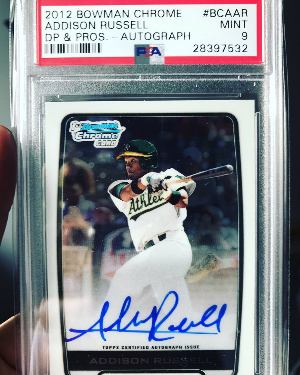 AutographsK's tweet photo. #addisonrussell #addisonhussle #addisonmuscle #chicago #cubs #chicagocubs #gocubsgo #psa9 https://t.co/fHyMqSosPs