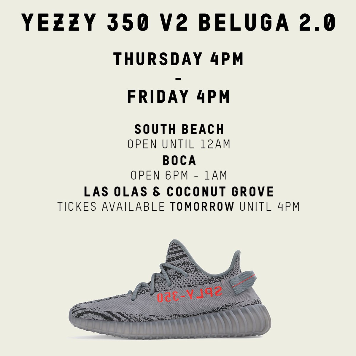SOLESINC's tweet photo. @Adidas #Yeezy Beluga 2.0 Raffle
Now live at #SoBe &amp; #Boca https://t.co/dGIJ9Y4ee2