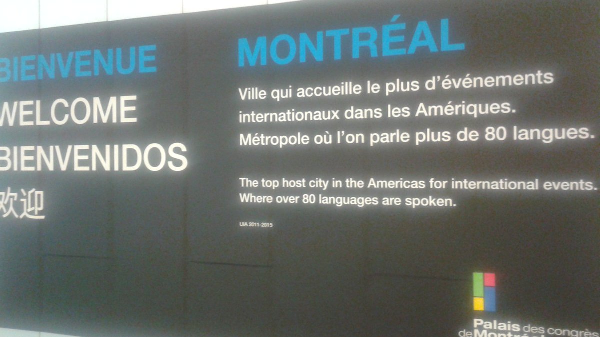 AzulBonjour's tweet photo. @orfali @adidas @Montreal @mbockcote Quand exemple vient de haut... Notre très offciel #PalaisCongrés = fier de dire au Monde que #Francais n'est qu'une parmi 80 langues à #Montréal... https://t.co/hyxa5V3AVP