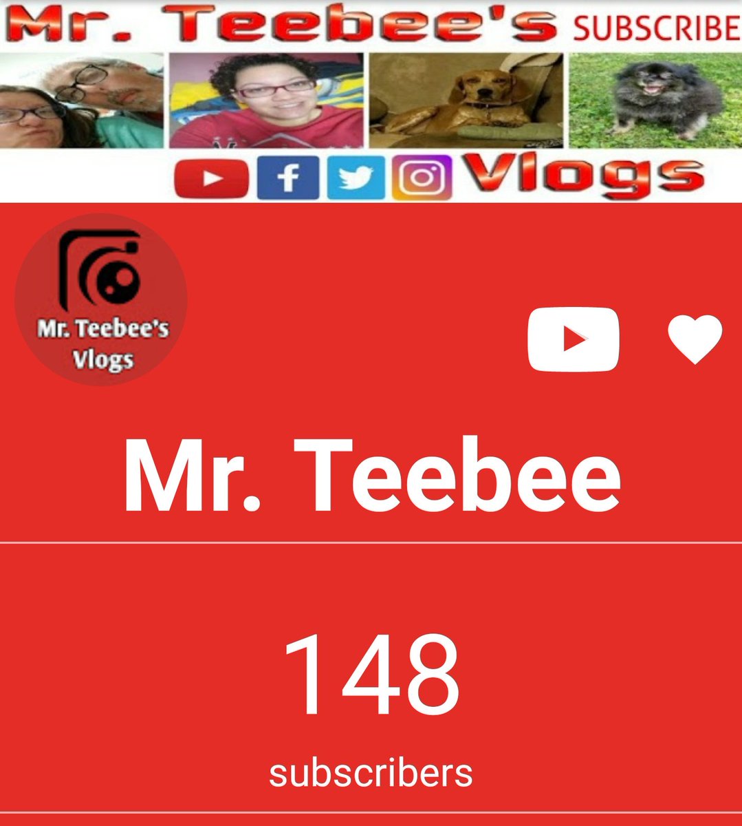 dogfatherteebee's tweet photo. Getting closer to our goal of 150 subs by tonight. Only 2 more to go! #subscribe #MrTeebee #MrTeebeesVlogs #150subscribers https://t.co/wrhKostcAr