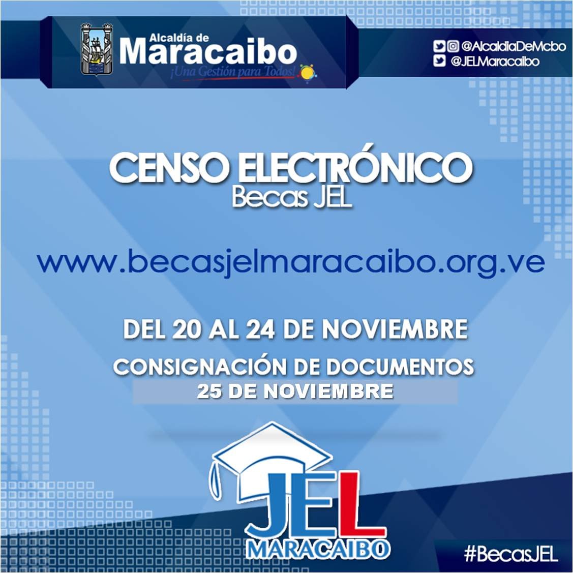Hasta mañana estará habilitada la becasjelmaracaibo.org.ve para el Censo Electrónico de #BecasJEL ¡Participa, aún estás a tiempo!