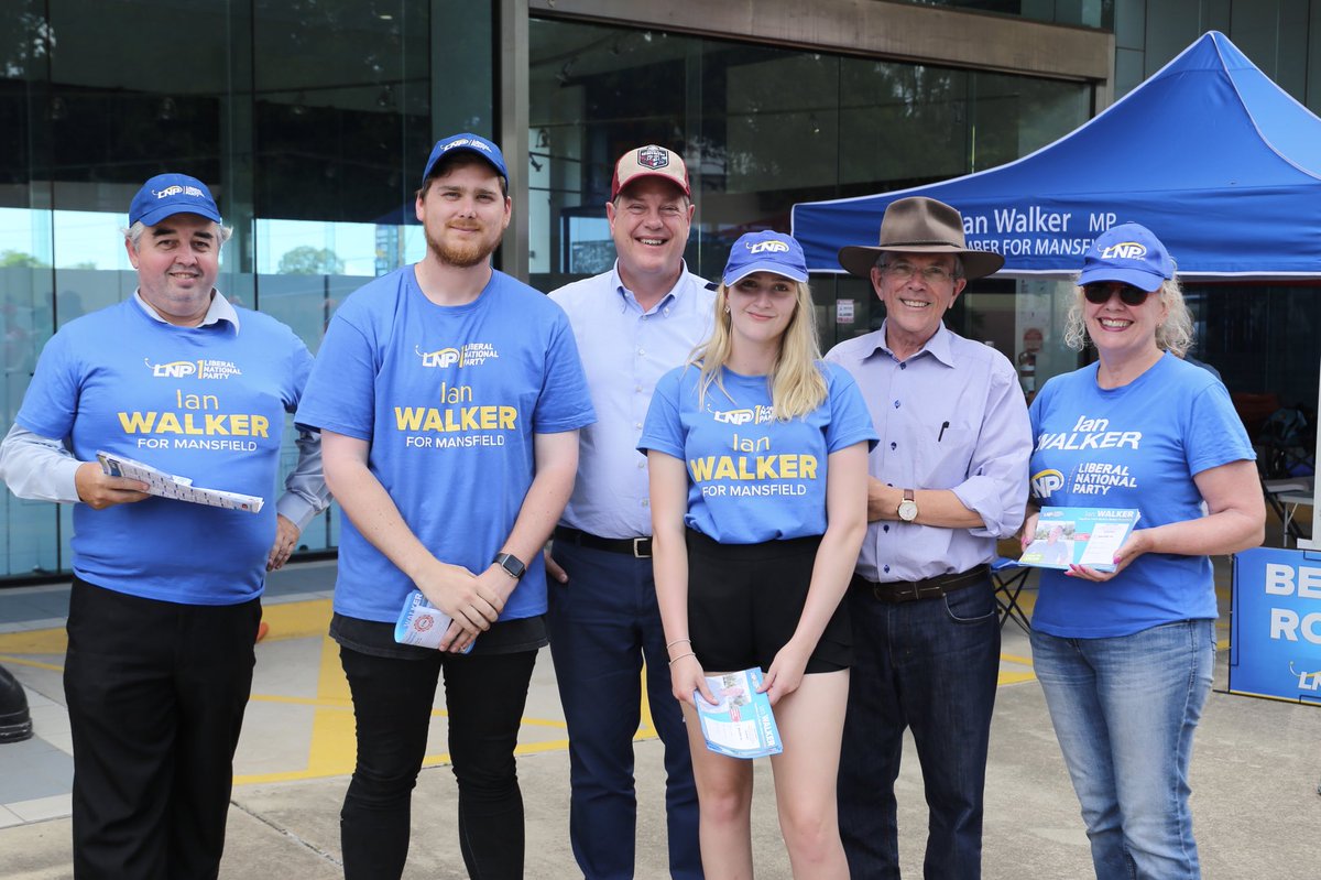 TimNichollsMP's tweet photo. .@IanWalker_MP has been an outstanding voice in the Mansfield electorate, and the the team on pre-poll are talking to voters about how the @LNPQLD will continue to deliver for the south side of Brisbane and Build a #BetterQLD. #QLDvotes https://t.co/futh3YVs1L