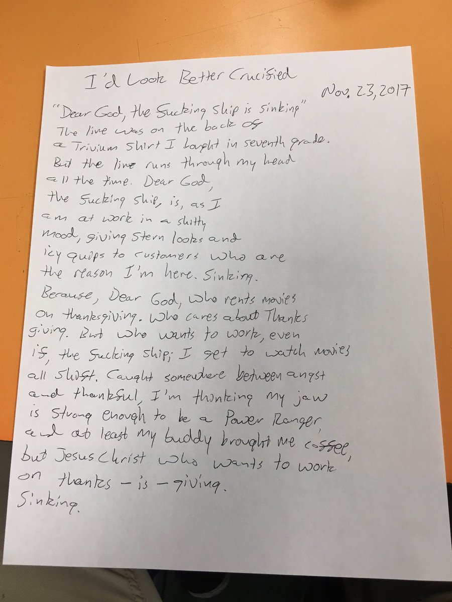 firefoddersale's tweet photo. "I'd Look Better Crucified" ($2+shipping) Nov. 23, 2017.
#writing #art #poetry #prose #Trivium #PowerRangers #ISoldOut https://t.co/kbWUwzbym0