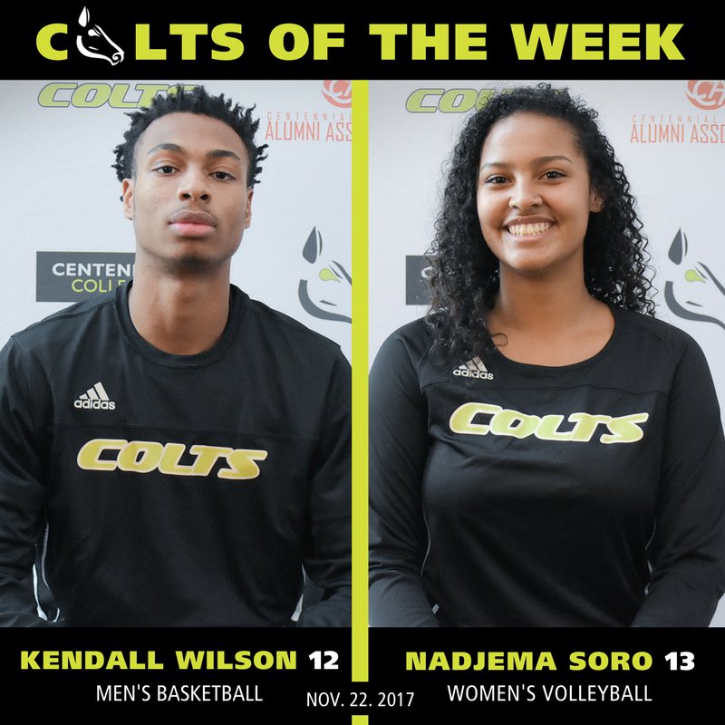 CentennialCOLTS's tweet photo. #ColtsoftheWeek: Kendall Wilson (MBB) & Nadjema Soro (WVB). Congratulations to both winnersπ₯π΄π #gocolts https://t.co/qzfUQGliBf https://t.co/25VeLu9hQ0