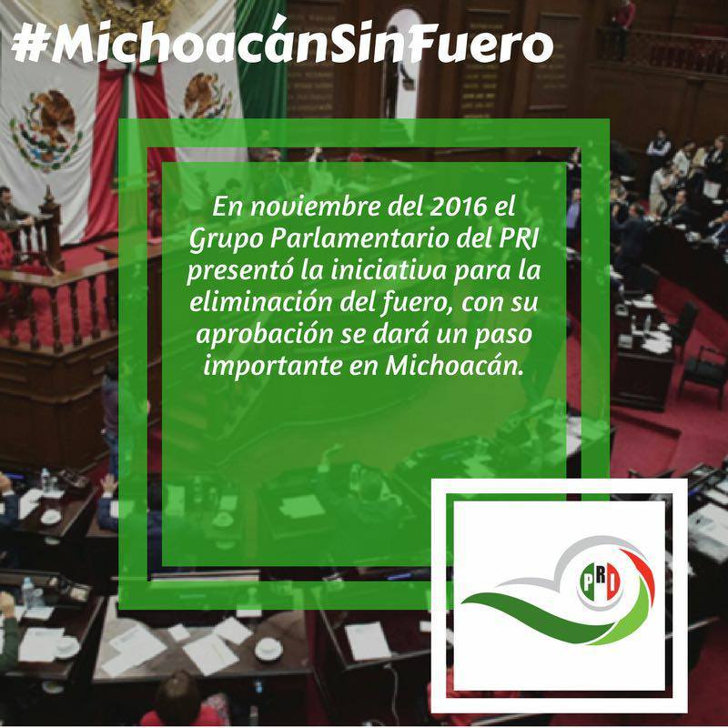 Con la eliminación del fuero se dará mayor certeza a Michoacán. #MichoacánSinFuero