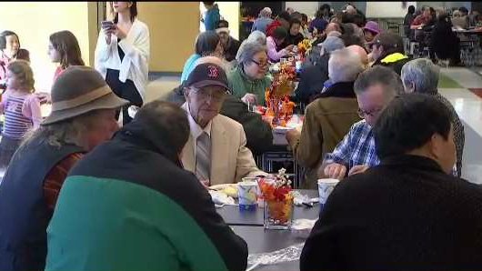 NBC10Boston's tweet photo. WATCH: Malden High School hosted a 'Don't be Alone on Thanksgiving' dinner this year.  https://t.co/GDuSZjOSCO https://t.co/FqPz7rumuT