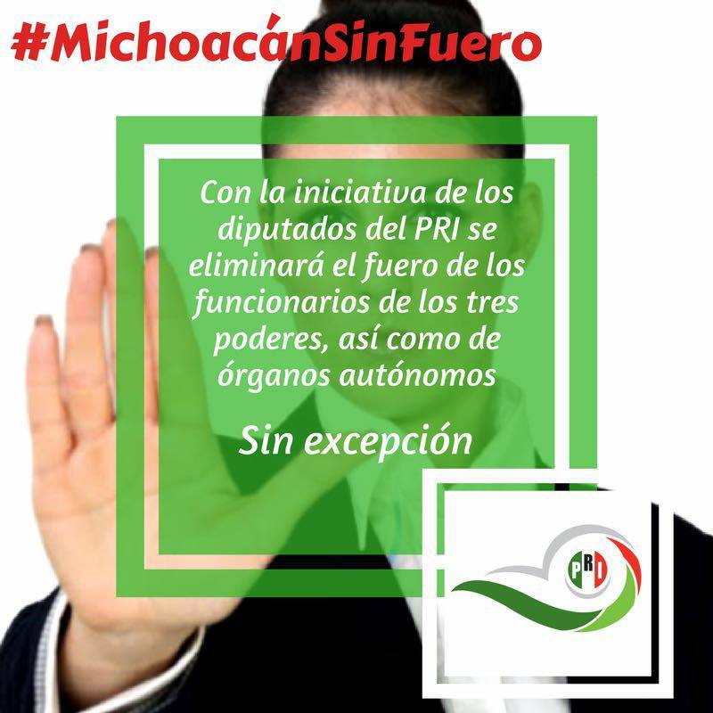 El @gpPRIMichoacan presentó la iniciativa sobre la eliminación del fuero, con su aprobación se dará un paso importante. #MichoacánSinFuero