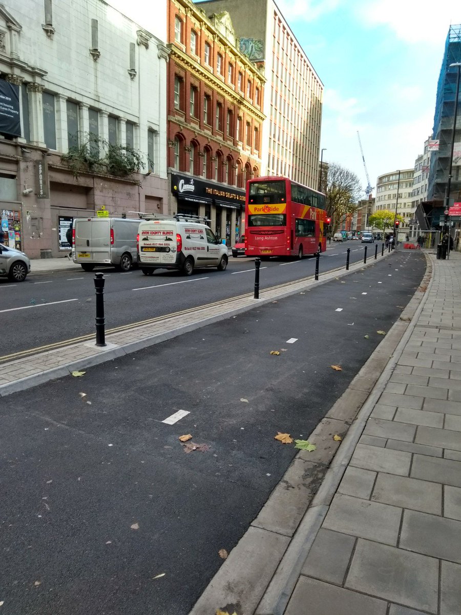 SustransWMids's tweet photo. Spotted cycle lanes being built in Bristol yesterday. 10% of #Bristol #CycletoWork, <3% in #Birmingham. 79% of Birmingham residents, cyclists and non cyclists, support the building of protected roadside lanes #BikeLife2017 
Please read and use the reports: https://t.co/H8QGbF5JiP https://t.co/M7uqinhH1O