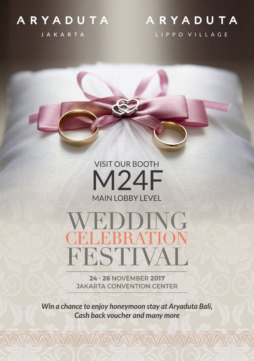 Wedding Celebration Festival is just started today ! 

Don't worry about your future, because we are here to help your dream comes true.. Visit our booth and win your lucky prize!

#aryadutajakarta #weddingcelebrationfesival #JCC #weddingplanner #weddingday #weddingorganizer