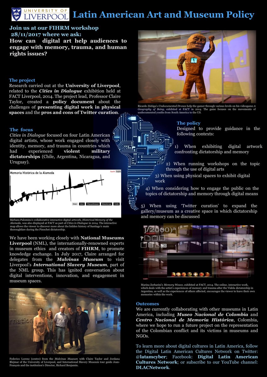 Claire_Taylor_M's tweet photo. Sneak preview of our wonderful posters for the @FIHRM conference in Rosario, looking at digital art in museum context @ailsapeate @latamcyber https://t.co/d64UjI3ZfC https://t.co/EWv1mjUQ0k