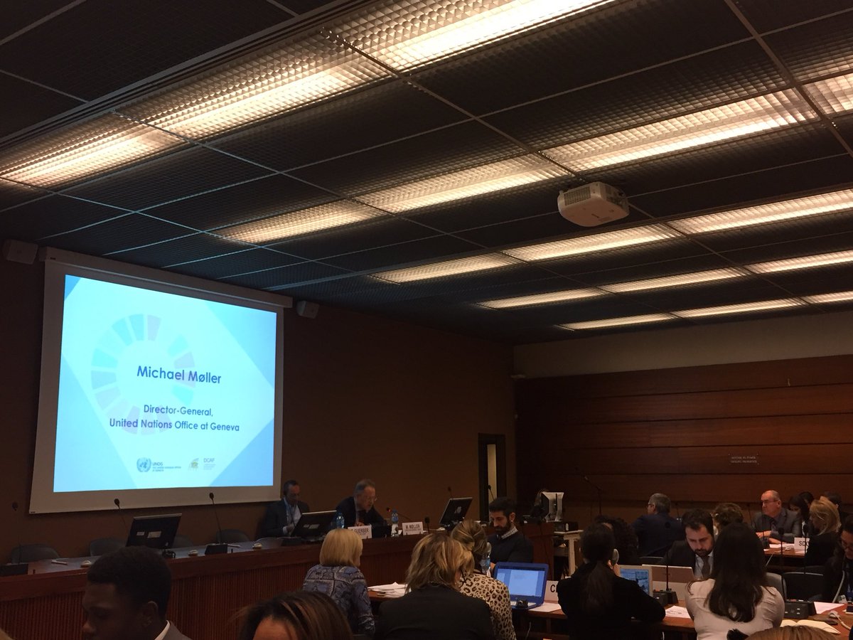 MayEstherG's tweet photo. Great start to the #DCAF #UNOG seminar on leveraging #SDG16 to improve implementation of #SDG5 - keynote speech @UNOG_DG “successful conflict prevention &amp; women’s empowerment are co-dependent” #SDGs #genderandsecurity #genderequality https://t.co/xJF51z5cUP