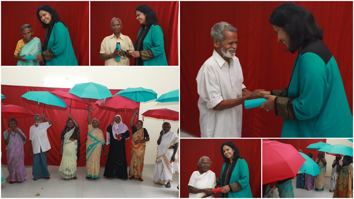 Ability_Aids's tweet photo. The senior citizens at our Day Care Centre in Aryanad were like overgrown kids jumping with joy and excitement when they received umbrellas sent by Sigrid and the little tots at Evangelischer Kindergarten. https://t.co/SqIW4pBVQR
