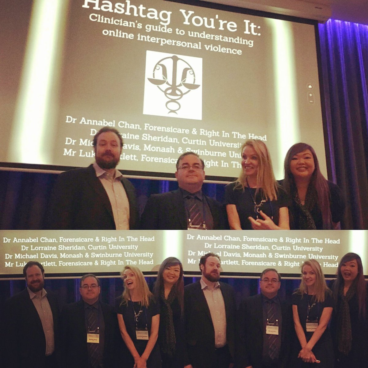 RitHTAP's tweet photo. @RitHTAP, @DrLozWesternOz, and Dr Michael Davis take on online interpersonal violence at #ANZAPPL2017 #SquadGoals #vegan #SeitanSquad #APATAP #esafety #onlineharm #cyberstalking #childabuse #sexoffenders https://t.co/qkhQjziLIq