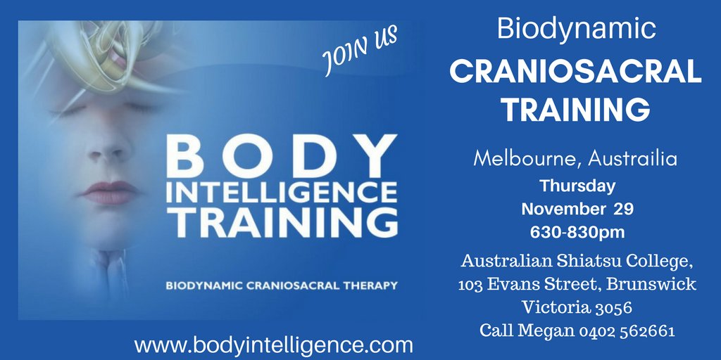BodyInteligence's tweet image. Join us Nov 29th in #Melbourne #Austrailia for our free intro talk!
bit.ly/2n22ov9
#biodynamic #craniosacral #massage #traininig