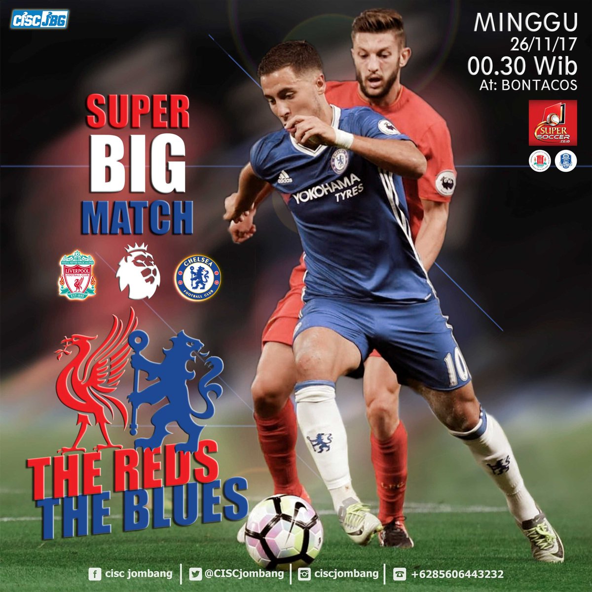 CISCjombang's tweet photo. Cisc jombang feat @KOPITES_JOMBANG
Nonton Bareng
Super big match
PREMIER LEAGUE MD 13.
Cek flayer guys.
#ciscjbg
#chelseaindo https://t.co/QVoAmBuqly