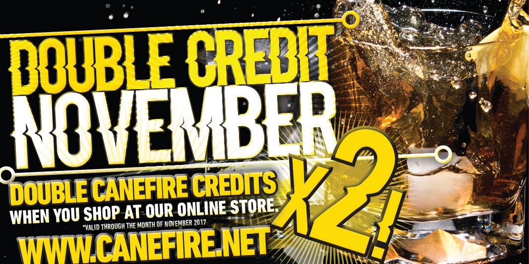 CanefireRum's tweet photo. There's still a few days left!

ATTENTION!! Order online to earn DOUBLE CREDITS for all of NOVEMBER. 

Canefire Credits can discount future purchases as well as get you access to unique items not otherwise available.

Shop online, Local: https://t.co/PD8CDhP6LW https://t.co/OifFBTLaWq
