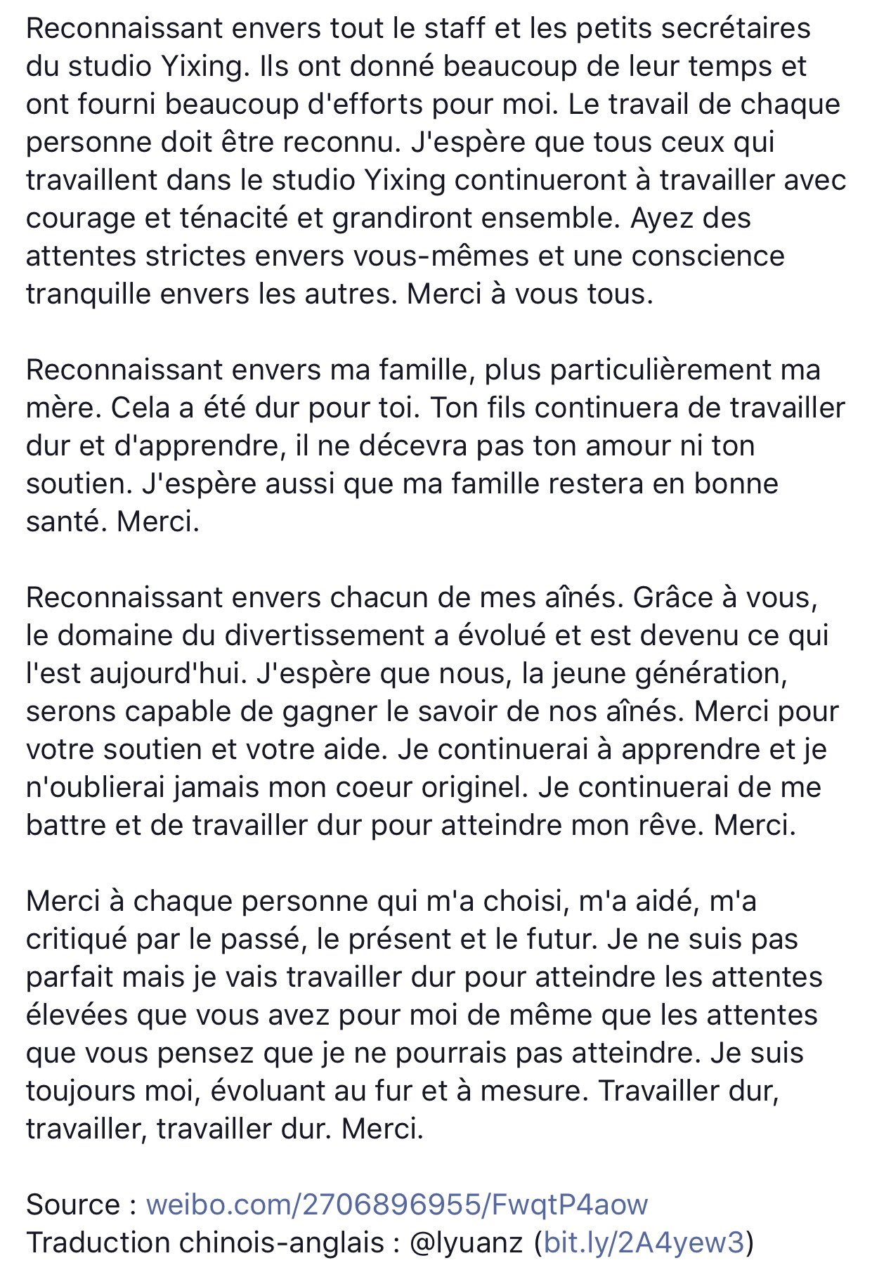 Exo France Weibo Long Message De Lay A L Occasion De Thanksgiving T Co Yljvpwfmgz T Co Zte3yym1lh Twitter