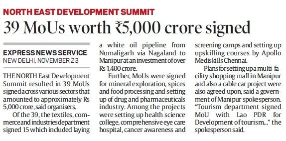indfoundation's tweet photo. Report in @IndianExpress on recently concluded #NorthEastDevelopmentSummit organised by India Foundation in collaboration with Ministry of Commerce &amp; Industry and Govt of Manipur https://t.co/jt34U3vCL6