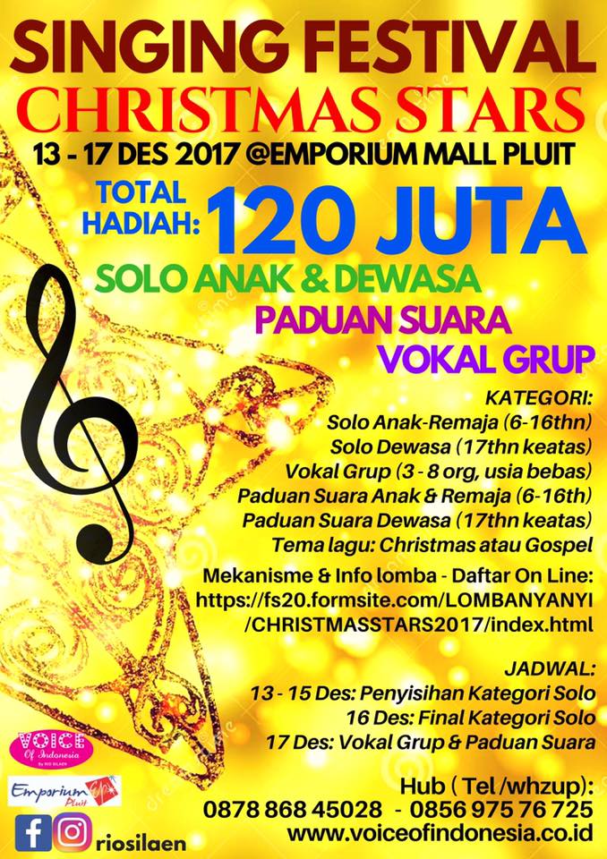 CHRISTMAS SINGING FESTIVAL-HADIAH 120 JUTA (Choir, Group, Solo) Regulasi &amp; Daftar Online: fs20.formsite.com/LOMBANYANYI/CH…