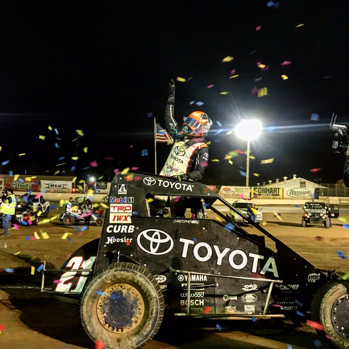 USACNation's tweet photo. Christopher Bell WINS the Turkey Night Grand Prix! #USACnation #Amsoil https://t.co/ol0Qus6Ezw