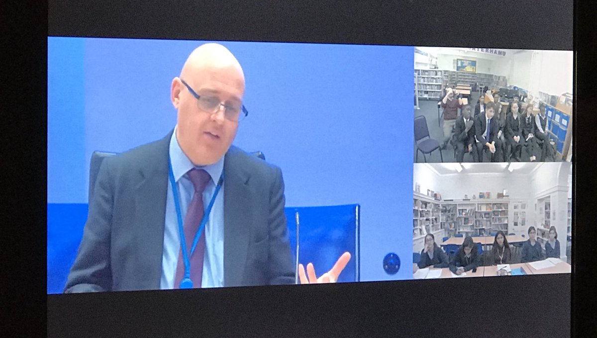 minanvceg's tweet photo. @KeithPrinceAM connected live from @EU_CoR Brussels to @RedbridgeICT @CaterhamHighSch and WCHS inspiring our future politicians #whatdoesbrexitmeanforus #videoconference #vscene https://t.co/M3FWDpiPpt