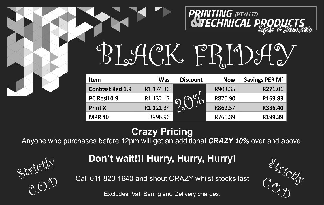 PrintingandTech's tweet image. ⚫️BLACK FRIDAY CRAZY PRICING ON PRINTING BLANKETS⚫️