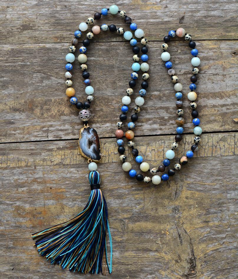 egret_bay's tweet image. Long Druzy Tassel Dalmatian Jasper Beaded Necklace goo.gl/cMeMgj #geodedesign #necklace #healingstones #beadednecklace #druzyjewellery