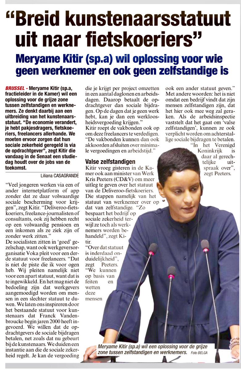 .<a href="/MeryameKitir/">Meryame Kitir</a> wil oplossing voor schemerzone waar veel freelancer in werken. Straks studiedag om na te gaan hoe we hen betere sociale bescherming kunnen bieden. Met oa <a href="/IveMarx/">Ive Marx</a>, Karolien Lenaerts, <a href="/LudoStruyven/">Ludo Struyven</a> <a href="/etui_org/">ETUI - European Trade Union Institute</a>