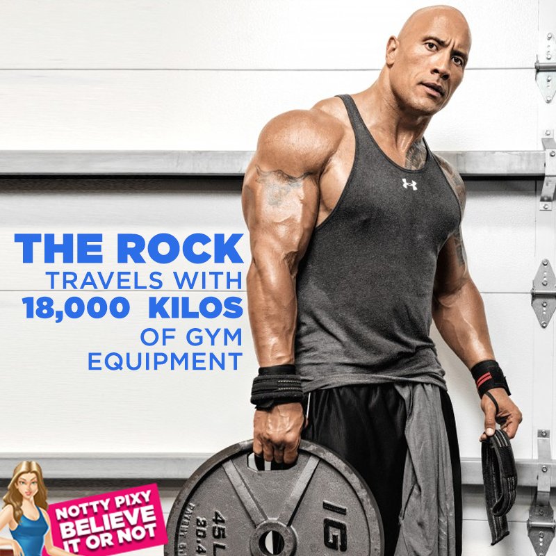 SonyPIX's tweet photo. Notty's fav The Rock AKA 'Agent Hobbs' from the #PIXBlockbusters the 'Fast and Furious' series works out at ANY location he goes! His team sets up his equipment everywhere! Tag a gym freak below #NottyPIXYsBelieveItOrNot https://t.co/bShR13efM7