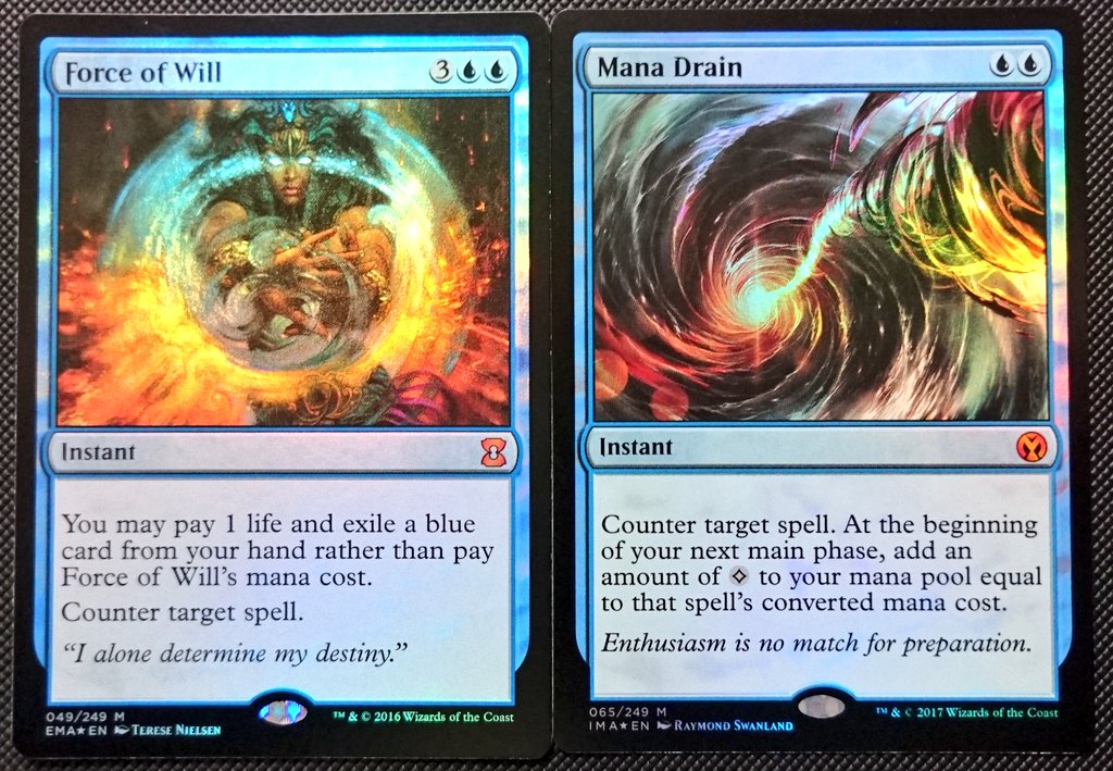 rhakusyaku's tweet photo. ジャッジ褒賞もいいけど使うのはこっち

#mtg #MagicTheGathering #今日のfoil #EternalMasters #IconicMasters #ForceofWill #ManaDrain https://t.co/Eve87K5pQ3