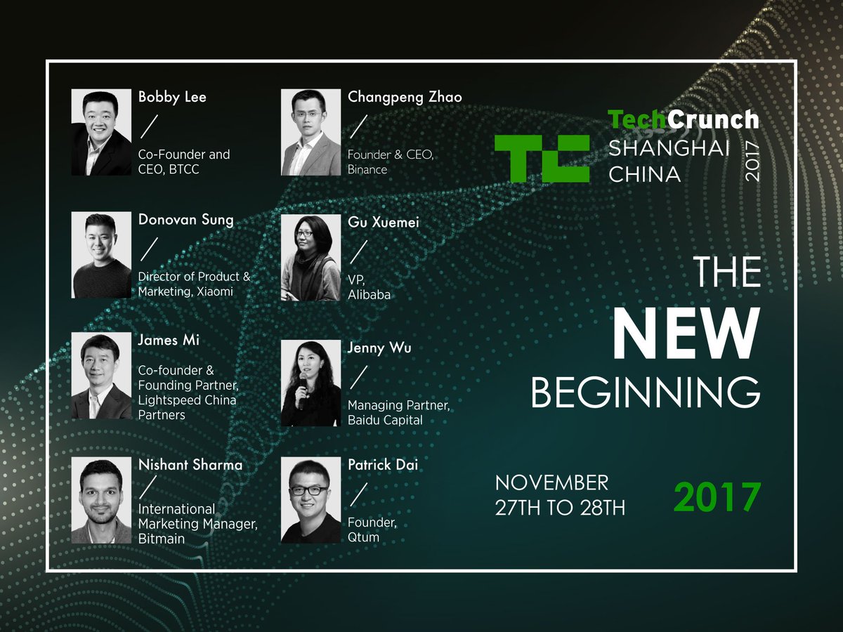 BTCCexchange's tweet photo. Join us along with Alibaba @AlibabaTalk, Baidu Capital @Baidu_Inc, Binance @binance_2017, Bitmain @BITMAINtech, Lightspeed China Partners, Qtum @QtumOfficial, and Xiaomi @xiaomi as we explore #fintech, #blockchain, and more November 27th to November 28th at TechCrunch. https://t.co/up4Wgd7OU9
