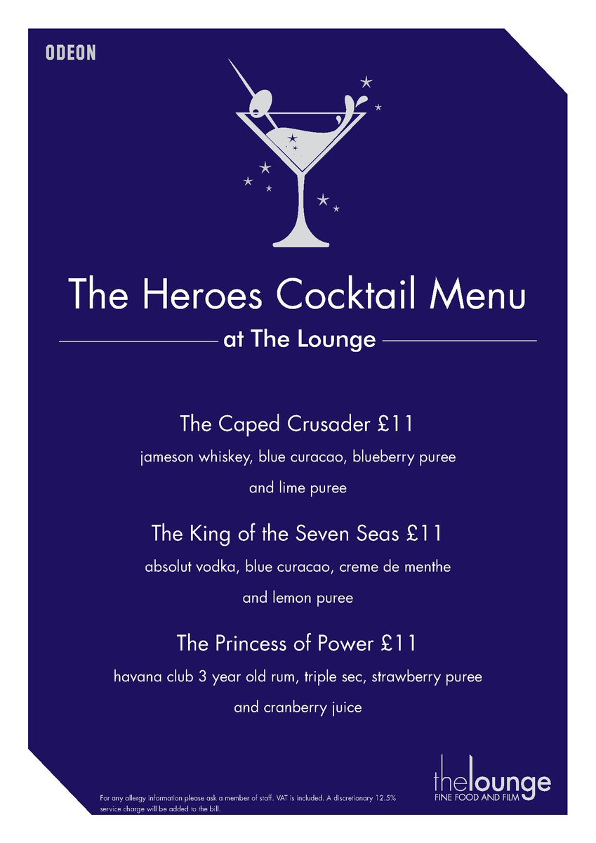 Looking for that perfect drink whilst watching a film at the cinema? Pop into The Lounge <a href="/ODEONCinemas/">ODEON</a> and try one of their new Heroes Cocktail. I shall be ordering The Princess of Power, what will you be having?
