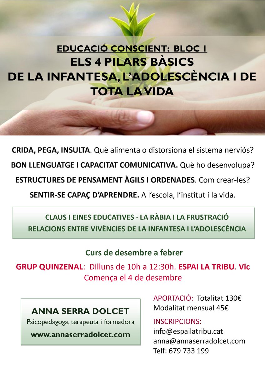 AnnaSerraDolcet's tweet photo. Com diu l'Antonio Blay, "Conscient és allò del que t'adones".
Es repeteixen una i una altra vegada maneres de fer que un ja veu que no funcionen. I tot i això, un prefereix continuar vivint allò conegut que fer un acte de valor per obrir noves possibilitats. #educacioconscient https://t.co/q3TT77qFP6
