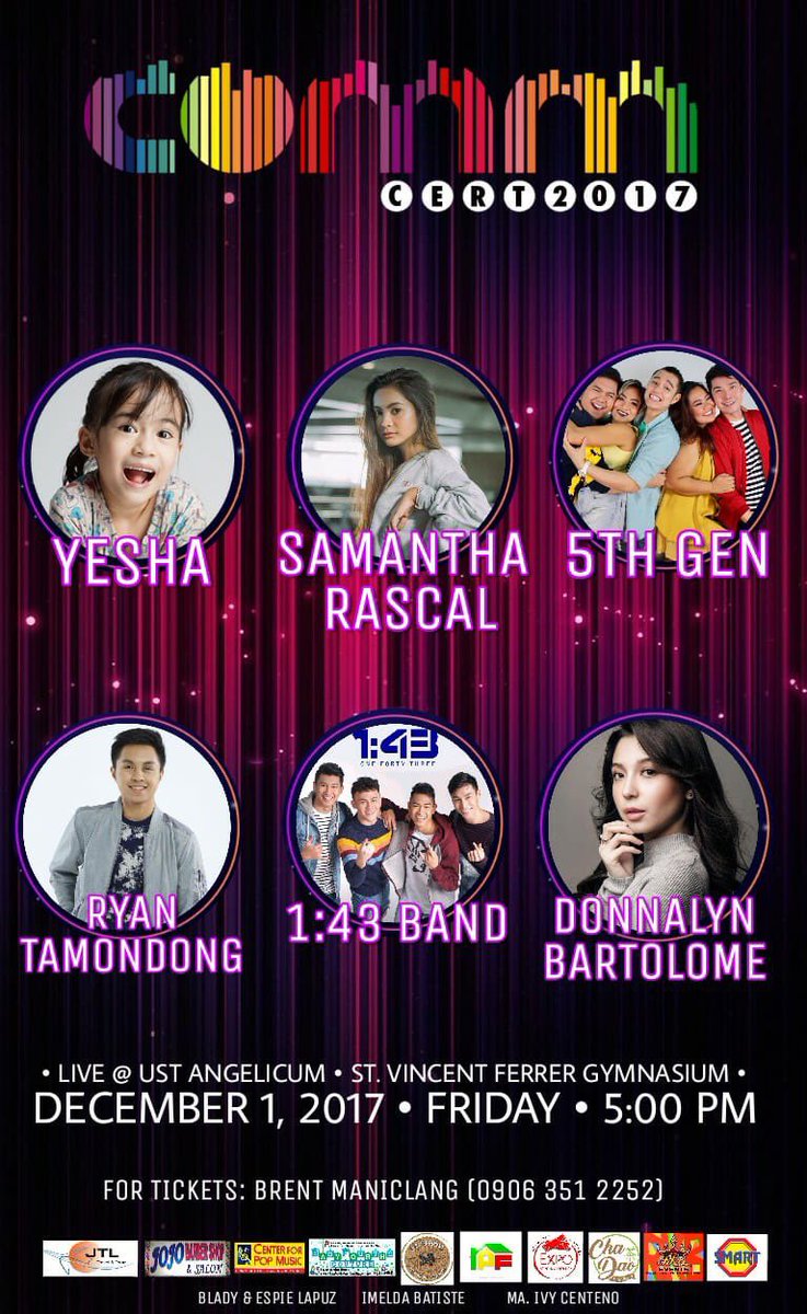 ustangelicum's tweet photo. Para sa non-stop na saya at kickstart sa nalalapit na pasko, tara na't ayain ang buong barkada manuod ng #CommCert2017 ! See you there! https://t.co/dectOYb5Ii