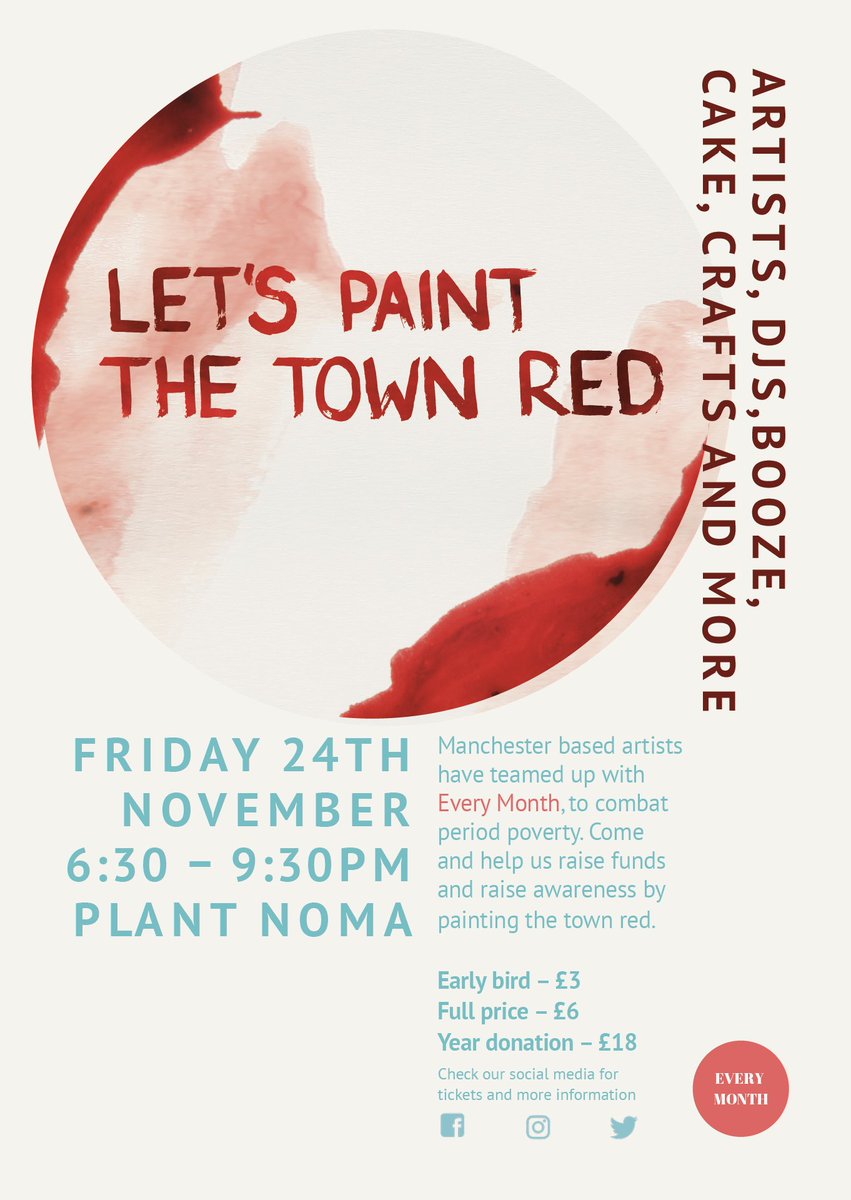 .@everymonthmcr exhibition at @PlantNOMA tonight! Get yourself down there &amp; support a great cause #periodpoverty #design #Manchester #Friday #YES