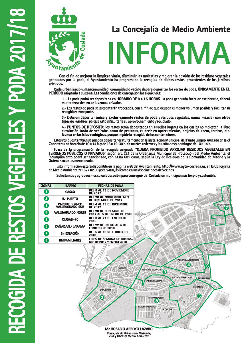 Ayto_Coslada's tweet photo. ℹ️ La Concejalía de #MedioAmbiente #Coslada INFORMA: Recogida de restos vegetales y poda 2017/18 🌳🍃 https://t.co/RQtHNHtBgh