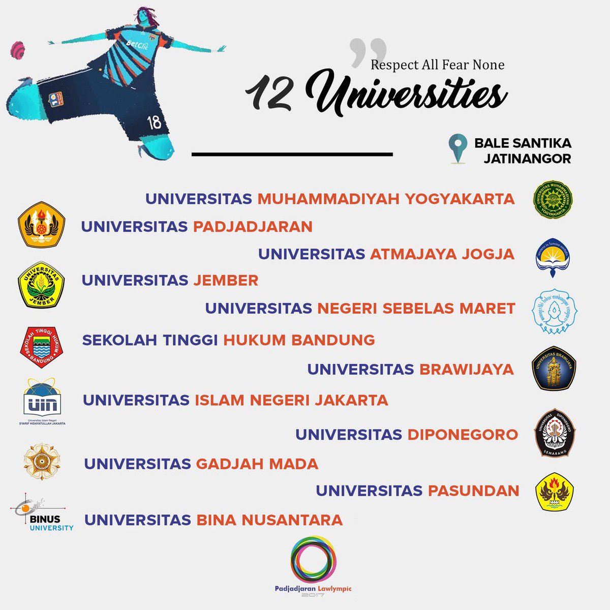 Mari kita beri dukungan kepada team futsal BLFC yg akn berjuang mengharumkan nama Business Law Binus pd kompetisi futsal Nasional “Lawlympic” yg diselenggarakan oleh Univ. Padjajaran Bandung&amp;dilaksanakan pd tgl 24-30 November 2017 diBale Santika Jatinangor. Work Hard! Stay Humble