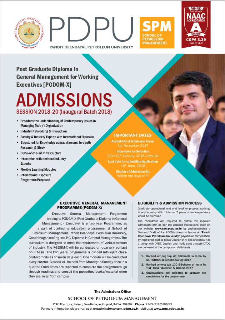 spmpdeu's tweet photo. We are glad to announce the launch of the new post graduate diploma in general management for working Executives. Stay tuned. For more information visit https://t.co/miO5YlUylw https://t.co/ALX9zHlLKn