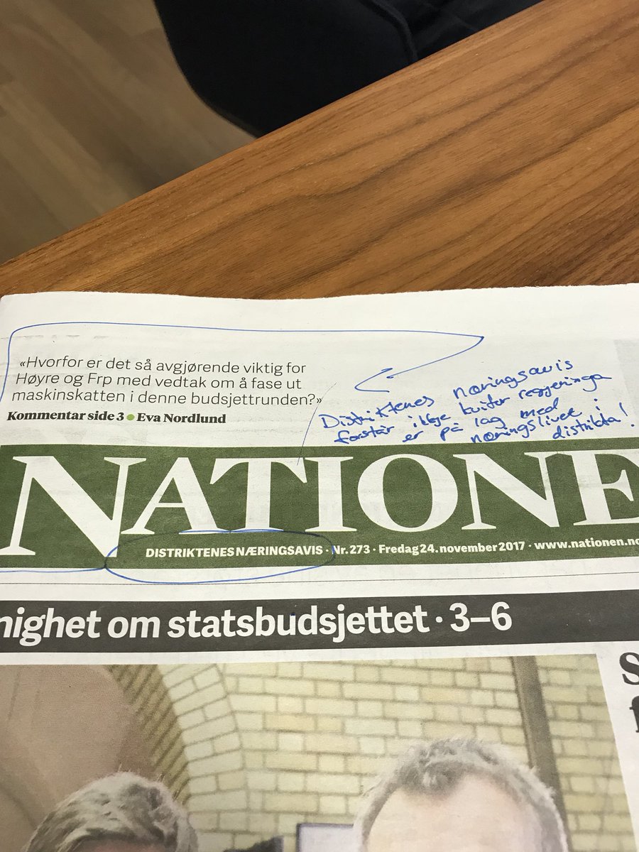 Distriktas næringsavis kan ikkje forstå kvifor regjeringa er oppteken av å ivareta næringslivet i distrikta... Vel vel <a href="/Nationen_as/">Nationen</a> <a href="/NHO_no/">NHO</a>