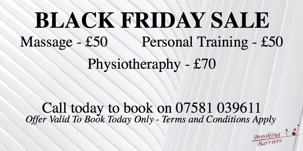#BlackFriday has come to Breaking Barriers! #promotion #breakingbarriers #physio #massage #pt #personaltrainer #motivation #fitnessmotivation