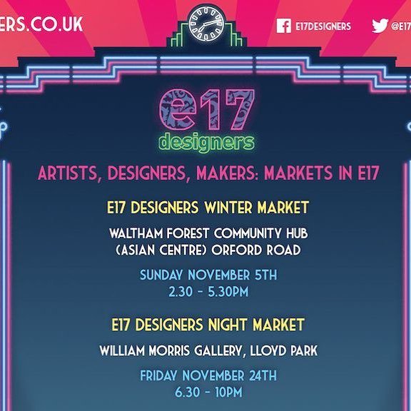E17Designers's tweet photo. coming up: E17 Designers Night Market tonight 6.30 - 10pm ⠀
William Morris Gallery ⠀
Stop, shop and socialise! ⠀
⠀
Seasonal drinks and nibbles, children's trail, after dark viewing around the Gallery PLUS a host of makers for early bird shopping! Chr… https://t.co/M9Noy64Nzx https://t.co/2shSpwPrJs