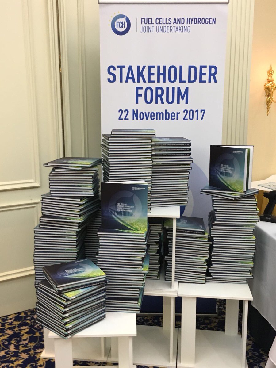 CleanHydrogenEU's tweet photo. The Stakeholder Forum and Programme Review days were the occasion to introduce the new @fch_ju book. More info soon. #10_FCHSF #FCHJUPRD17 https://t.co/FqG6us5Teg