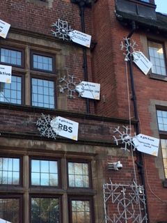 aizlewoodsmill's tweet photo. Loving the #2017Snowflakes on display @SheffChildrens this morning. Switch on is 7pm, on 4th December https://t.co/SVz4ir9Xzo