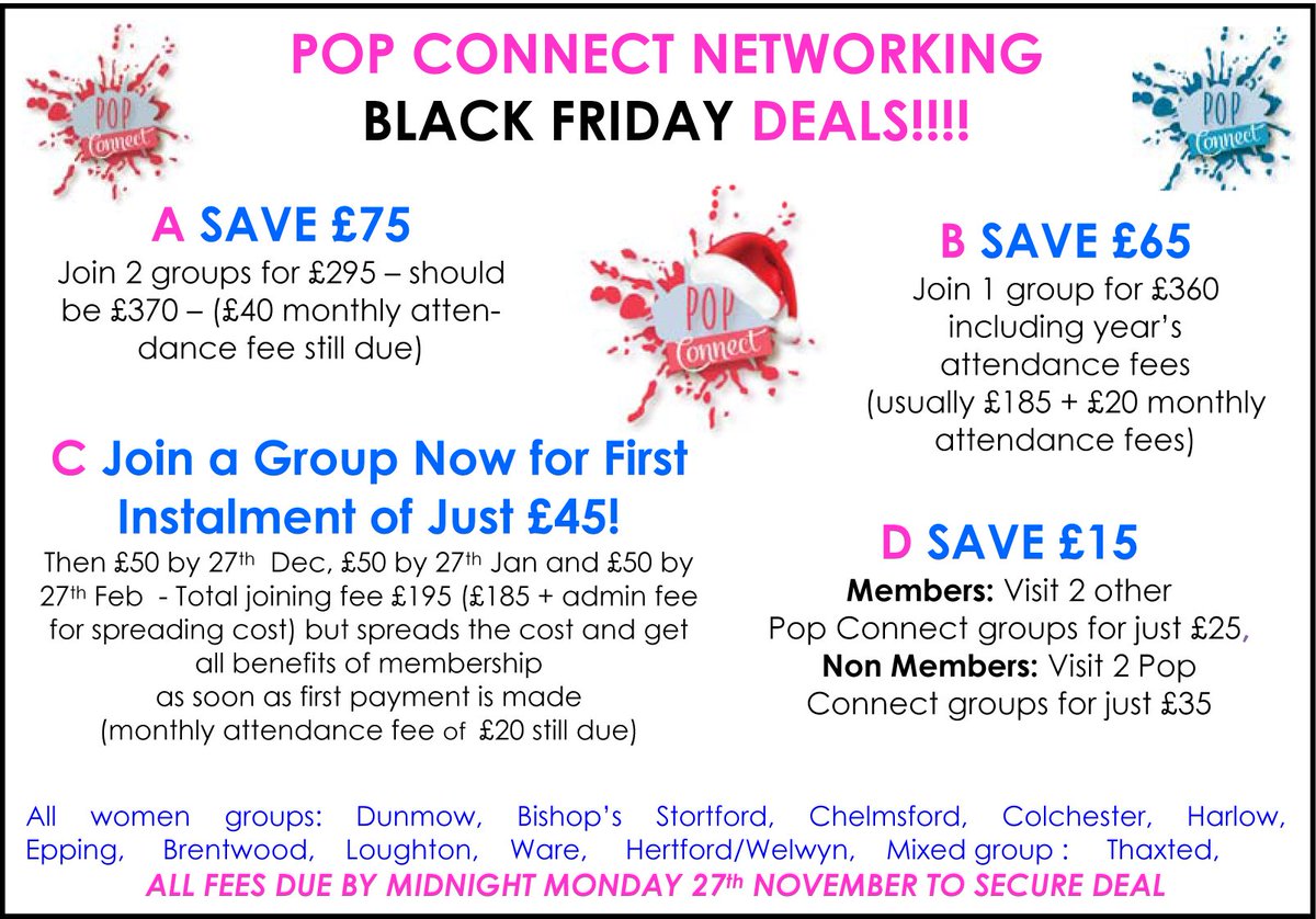 pop_connect's tweet image. BLACK FRIDAY DEALS! Don&apos;t miss out! Join today for just £45 initial payment #EssexNetworking #HertsNetworking #ValueNetworking #BlackFriday