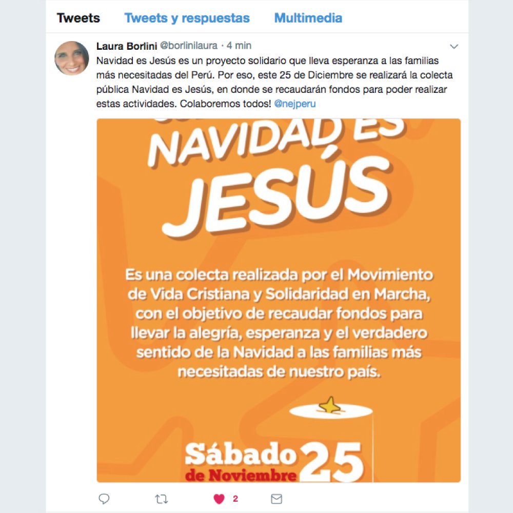 NEJcentral's tweet photo. La gran @borlinilaura se suma a nuestra #ColectaNEJ este sábado 25, ¡mañana!

¡Tu también puedes sumarte! 😇

Navidad es esperanza, ¡Navidad es Jesús!

#NEJ2017 #NavidadesJesús https://t.co/OEK3DYHOrG